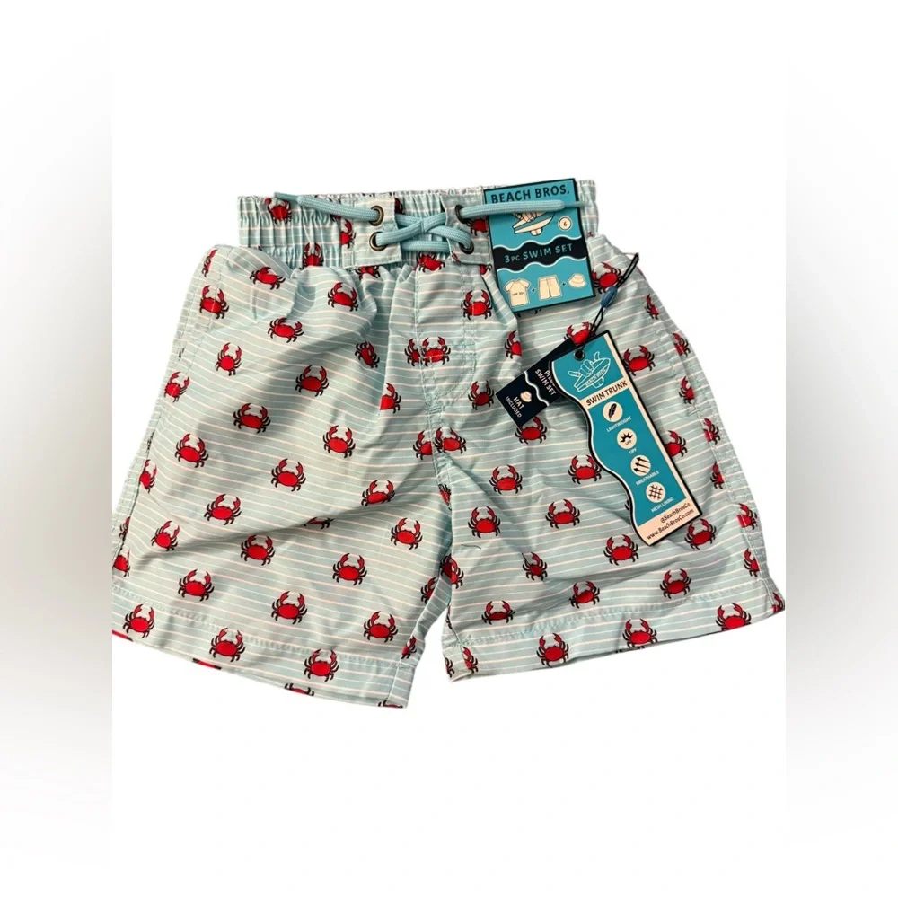 Beach Bros Boys 2 Piece Swim Set in Crab Theme| Size: 7